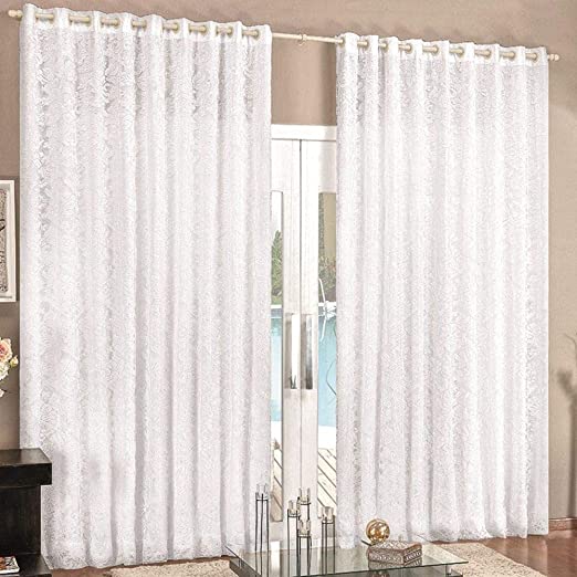 Cortina Renda para varão simples 2m Branco